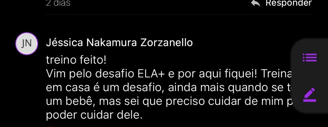 Depoimento escrito de aluna da RO Training