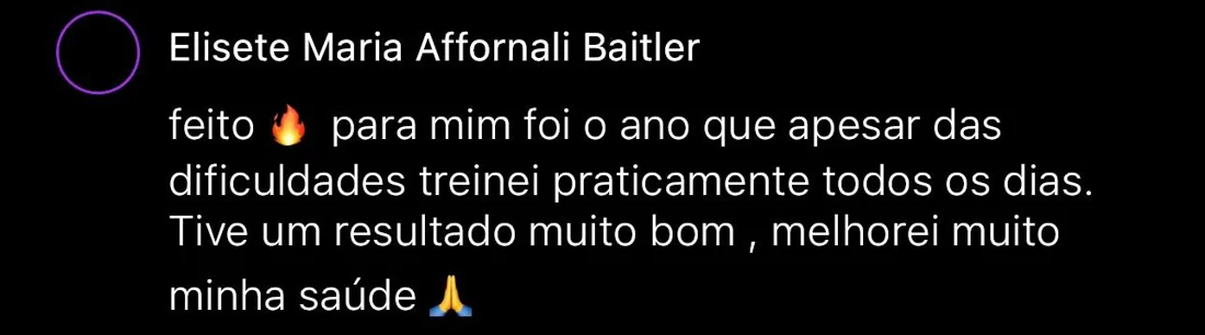 Depoimento escrito de aluna da RO Training