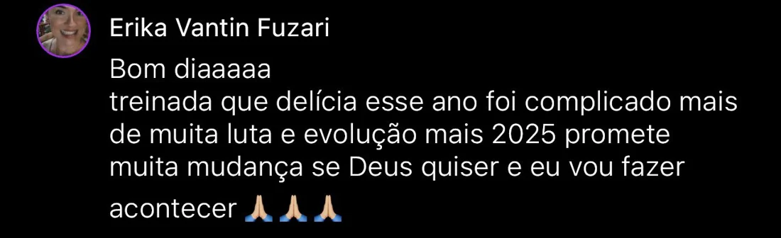 Depoimento escrito de aluna da RO Training